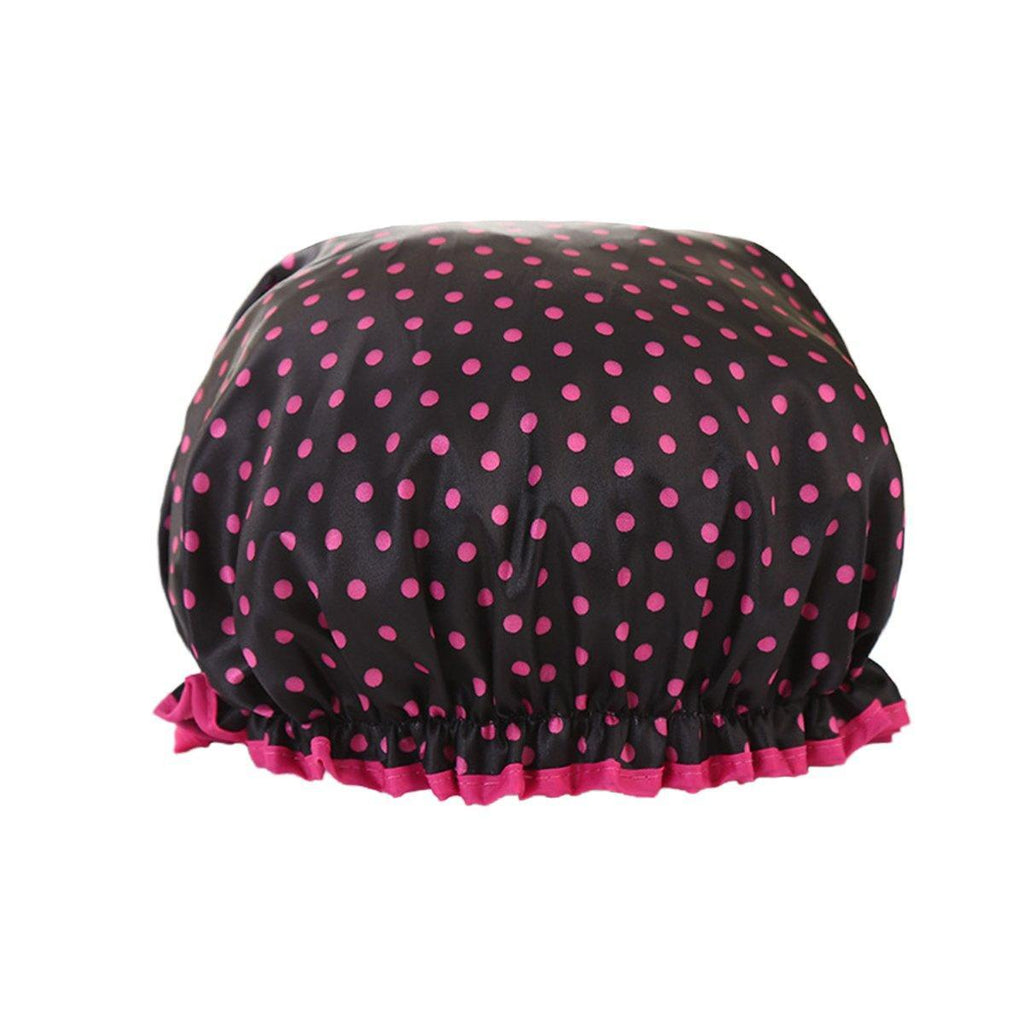 Woman Shower Cap Reusable Long Hair Large Turban Bathroom Waterproof Hair Cap - Black Background