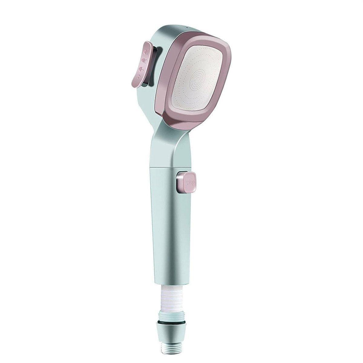 High Pressure Handheld Shower Head with Filter for Bathroom Water Saving Spray - Pink Blue