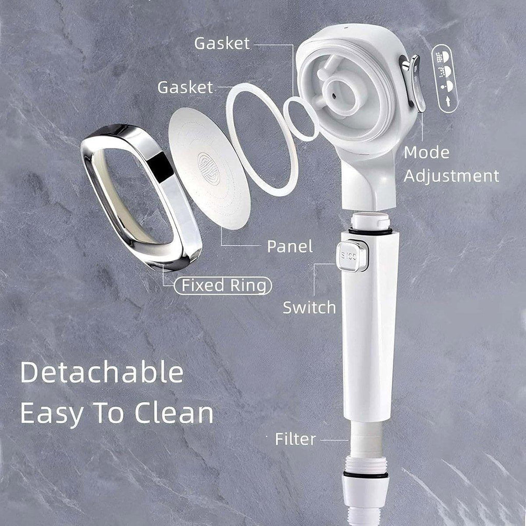 High Pressure Handheld Shower Head with Filter for Bathroom Water Saving Spray - White