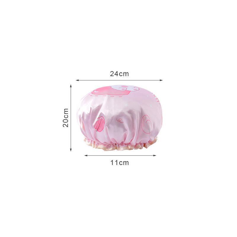 Double Layer Lux Shower Cap Bath Hat Hair Care Women Sleep Waterproof Reusable - Purple
