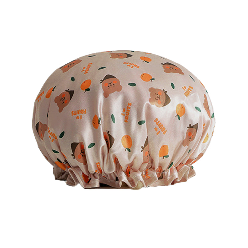 Double Layer Lux Shower Cap Bath Hat Hair Care Women Sleep Waterproof Reusable - Purple