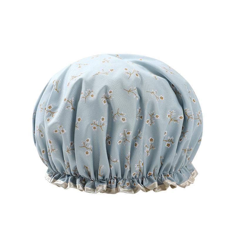Double Layer Lux Shower Cap Bath Hat Hair Care Women Sleep Waterproof Reusable - Purple