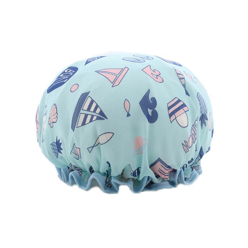Double Layer Lux Shower Cap Bath Hat Hair Care Women Sleep Waterproof Reusable - Purple