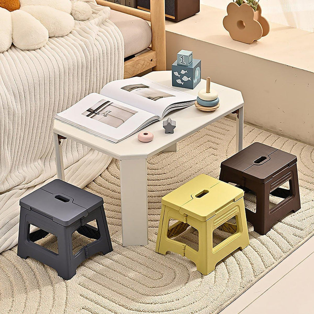 Portable Adjustable Folding Plastic Stool Retractable Outdoor Fishing Chair - Yellow