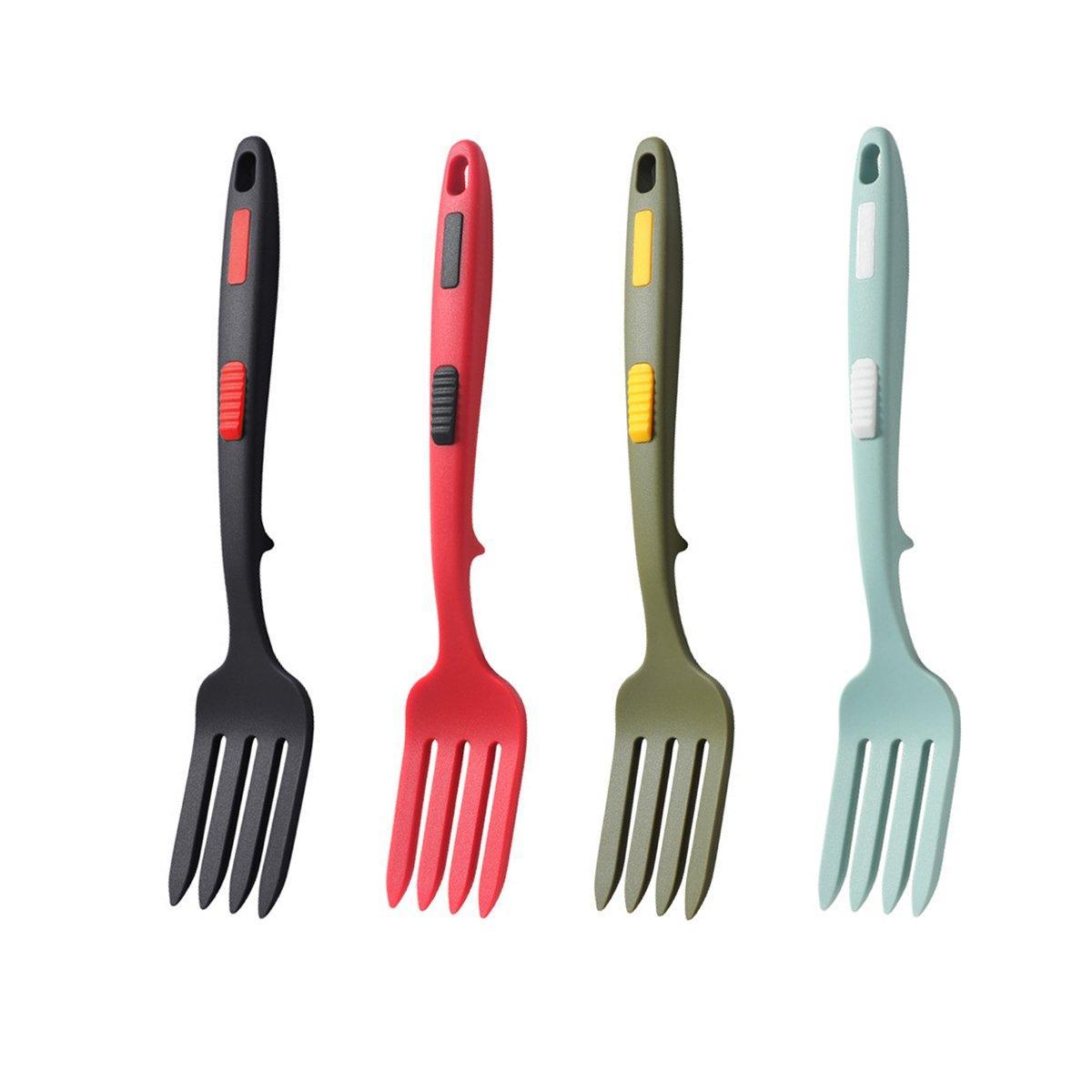 2PCS Silicone Heat Resistant Flexible Cooking Forks Dishwasher Safe Kitchen - Blue-Green