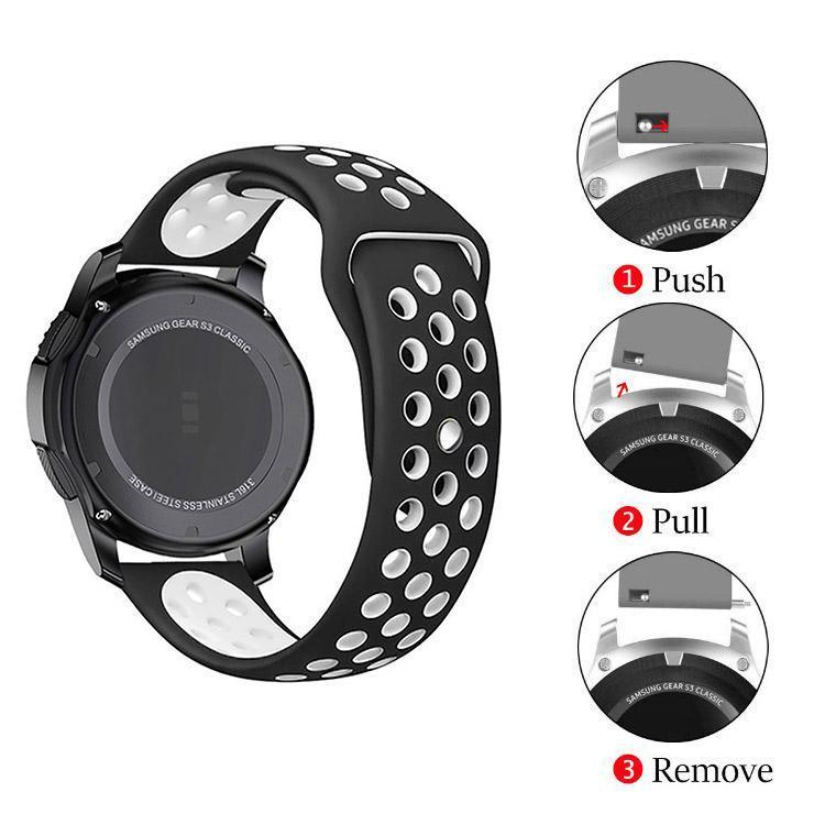 22mm 20mm Silicone Sports Watch Band for Samsung Huawei Huami Two-Tone Strap - 20mm-Black