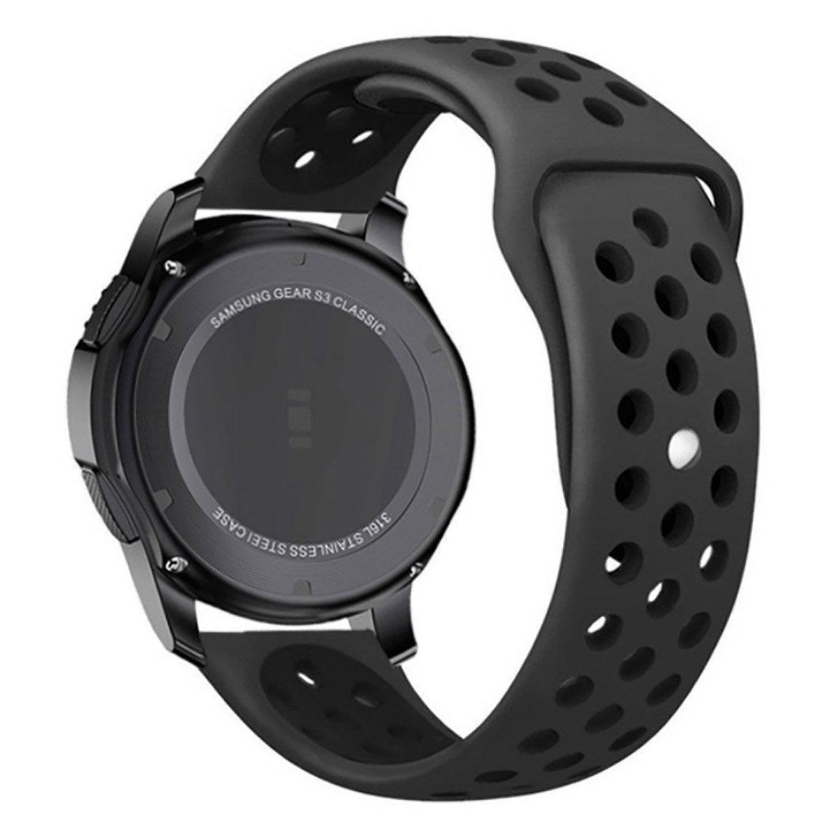 22mm 20mm Silicone Sports Watch Band for Samsung Huawei Huami Two-Tone Strap - 20mm-Black