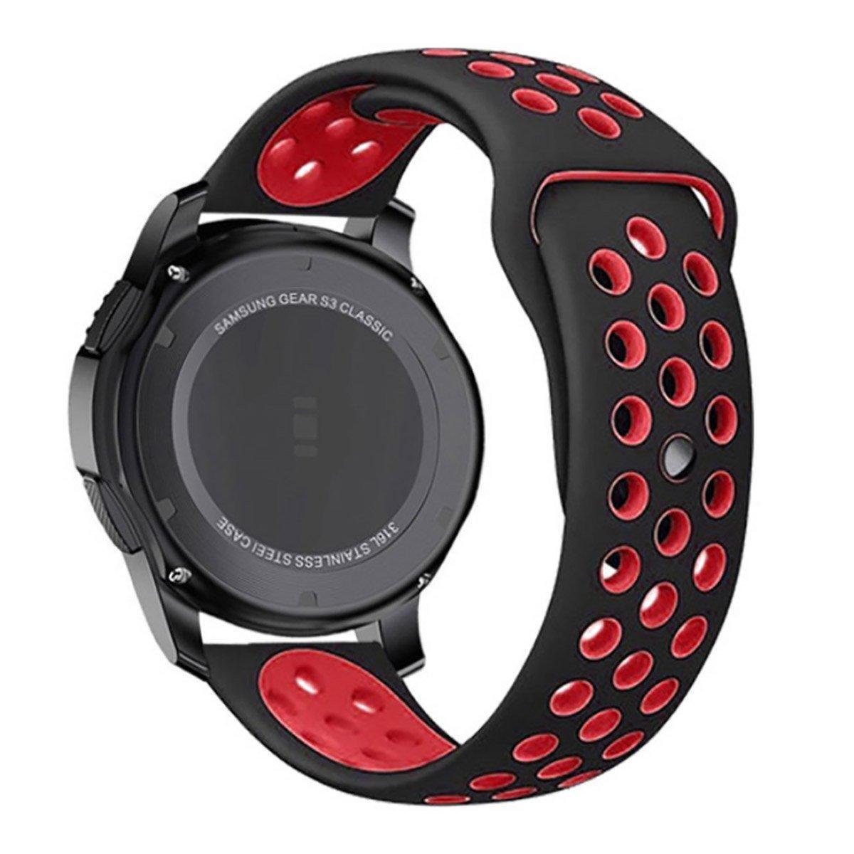 22mm 20mm Silicone Sports Watch Band for Samsung Huawei Huami Two-Tone Strap - 20mm-Black
