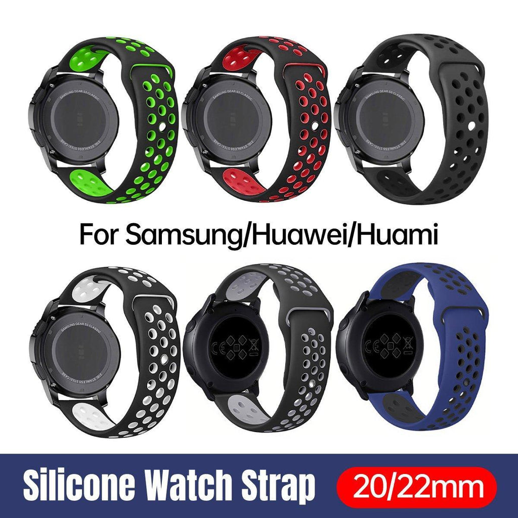 22mm 20mm Silicone Sports Watch Band for Samsung Huawei Huami Two-Tone Strap - 20mm-Grey