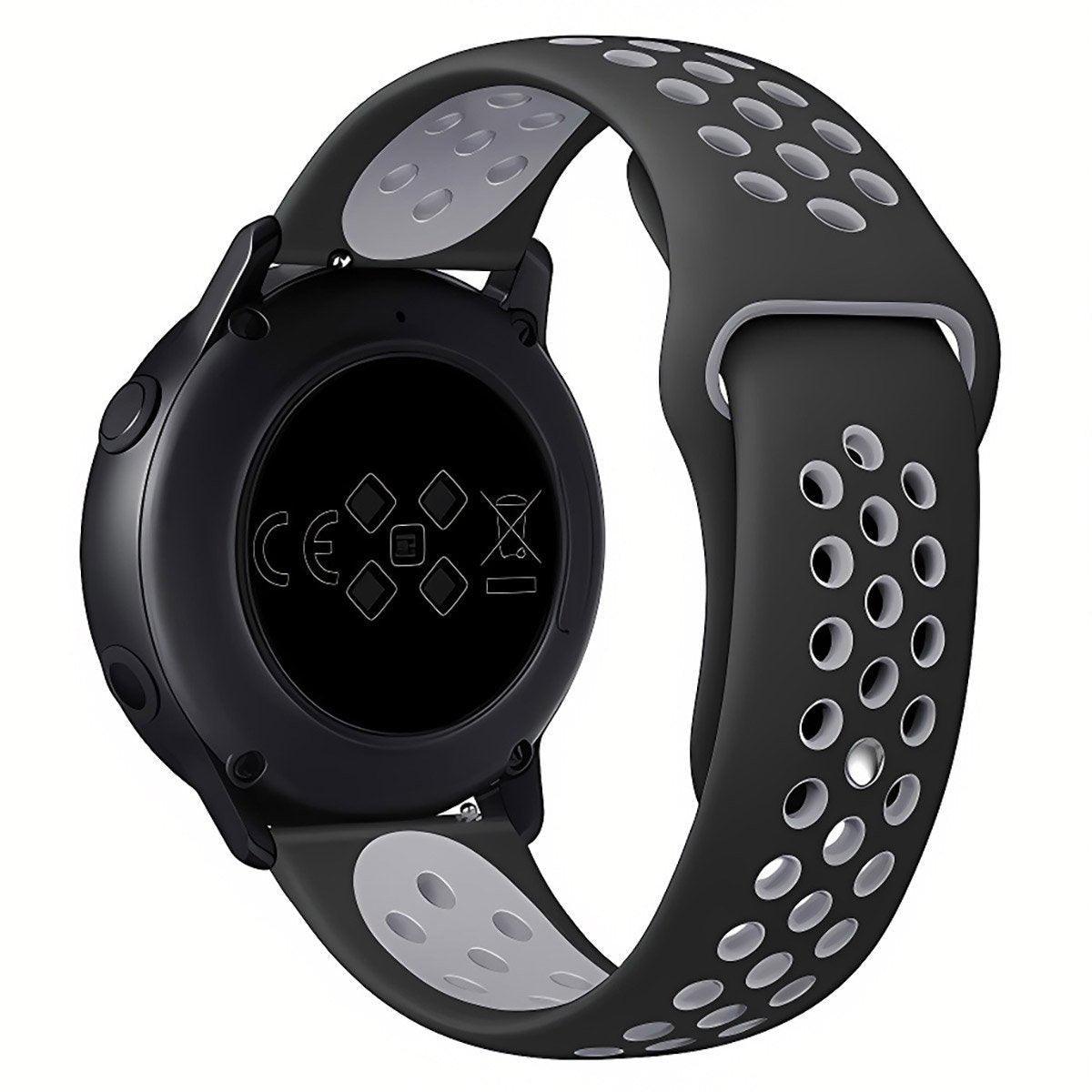 22mm 20mm Silicone Sports Watch Band for Samsung Huawei Huami Two-Tone Strap - 22mm-Black