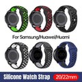 22mm 20mm Silicone Sports Watch Band for Samsung Huawei Huami Two-Tone Strap - 22mm-Blue