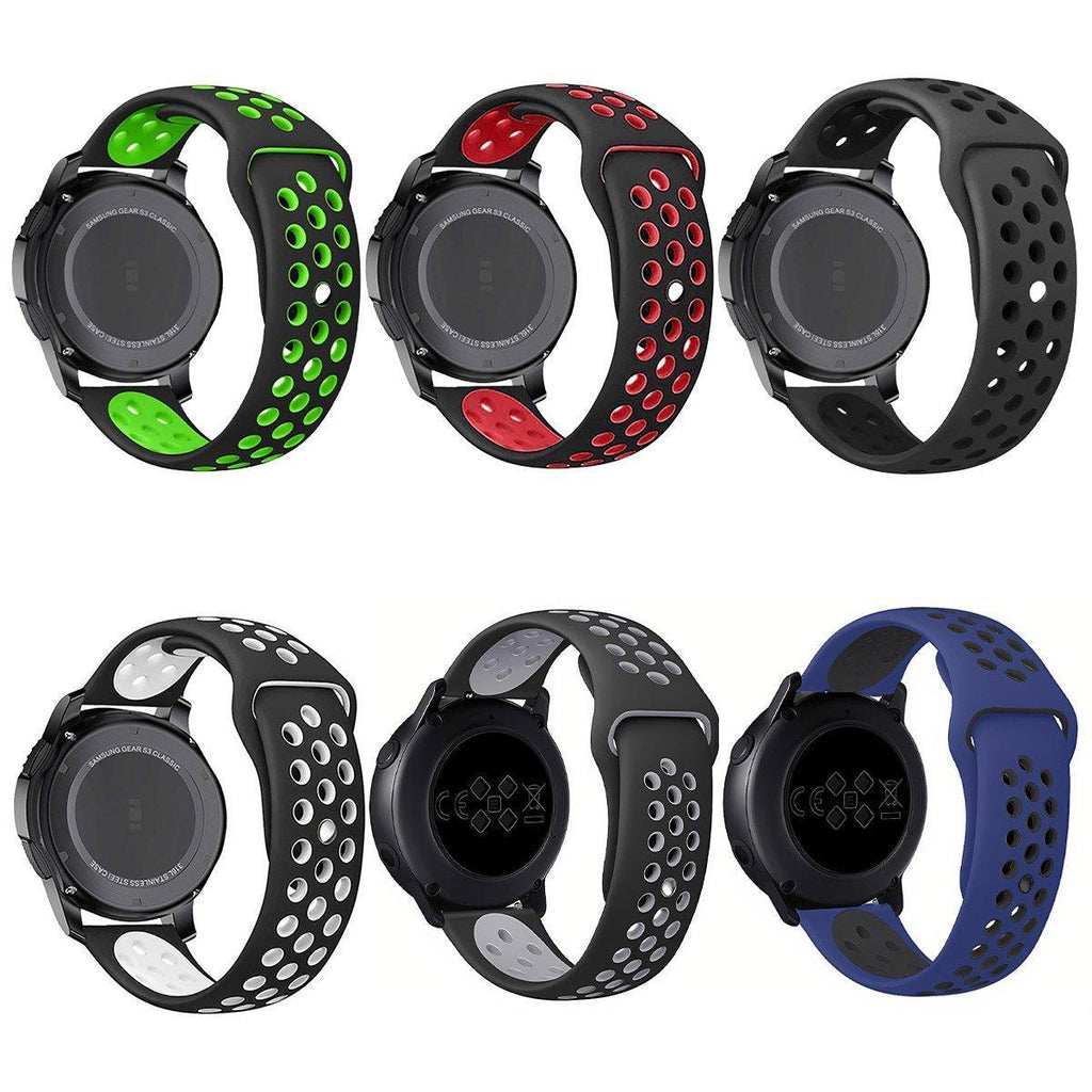 22mm 20mm Silicone Sports Watch Band for Samsung Huawei Huami Two-Tone Strap - 22mm-Blue