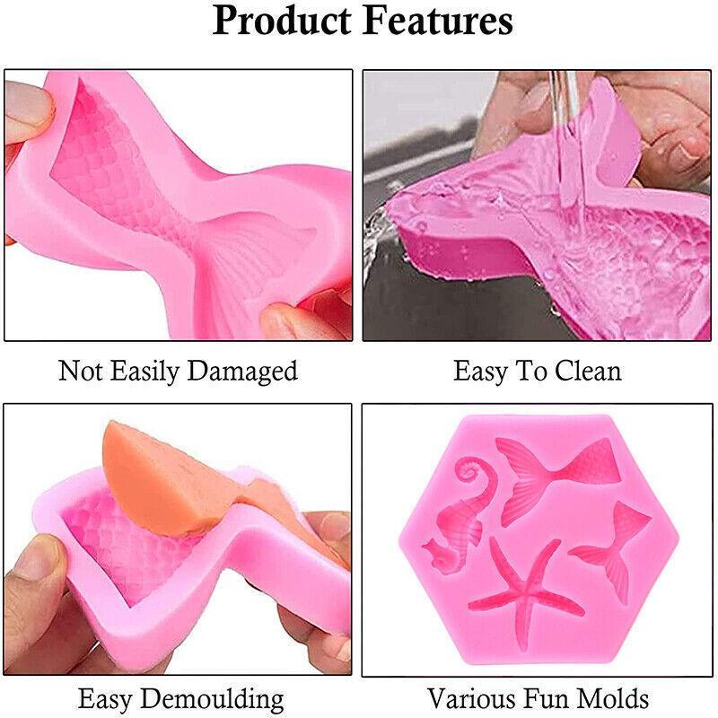 Mermaid Tail Sea Shell Silicone Cake Fondant Sugarcraft Mould Chocolate Mold - Mermaid Tail Large