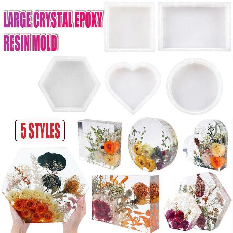 New Large Crystal Epoxy Resin Mold Geometry Cube Specimen Love Heart Round Mould - Hexagon