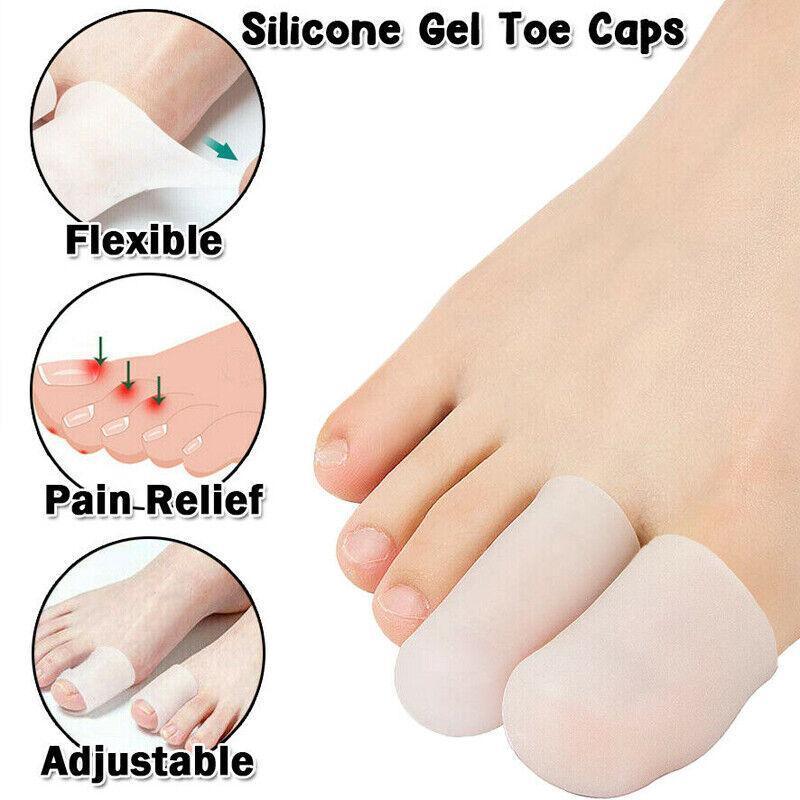 Silicone Toe Sleeve Gel Toe Cap Cover Protector Finger Tube Corn - S(2PCS)