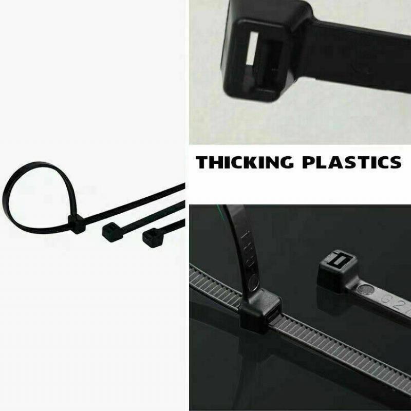 250X Cable Ties Zip Ties Nylon UV Stabilised Black Cable Tie - 3.5*250mm
