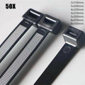 50X Cable Ties Zip Ties Nylon Uv Stabilised Black Cable Tie - 4.8*250mm