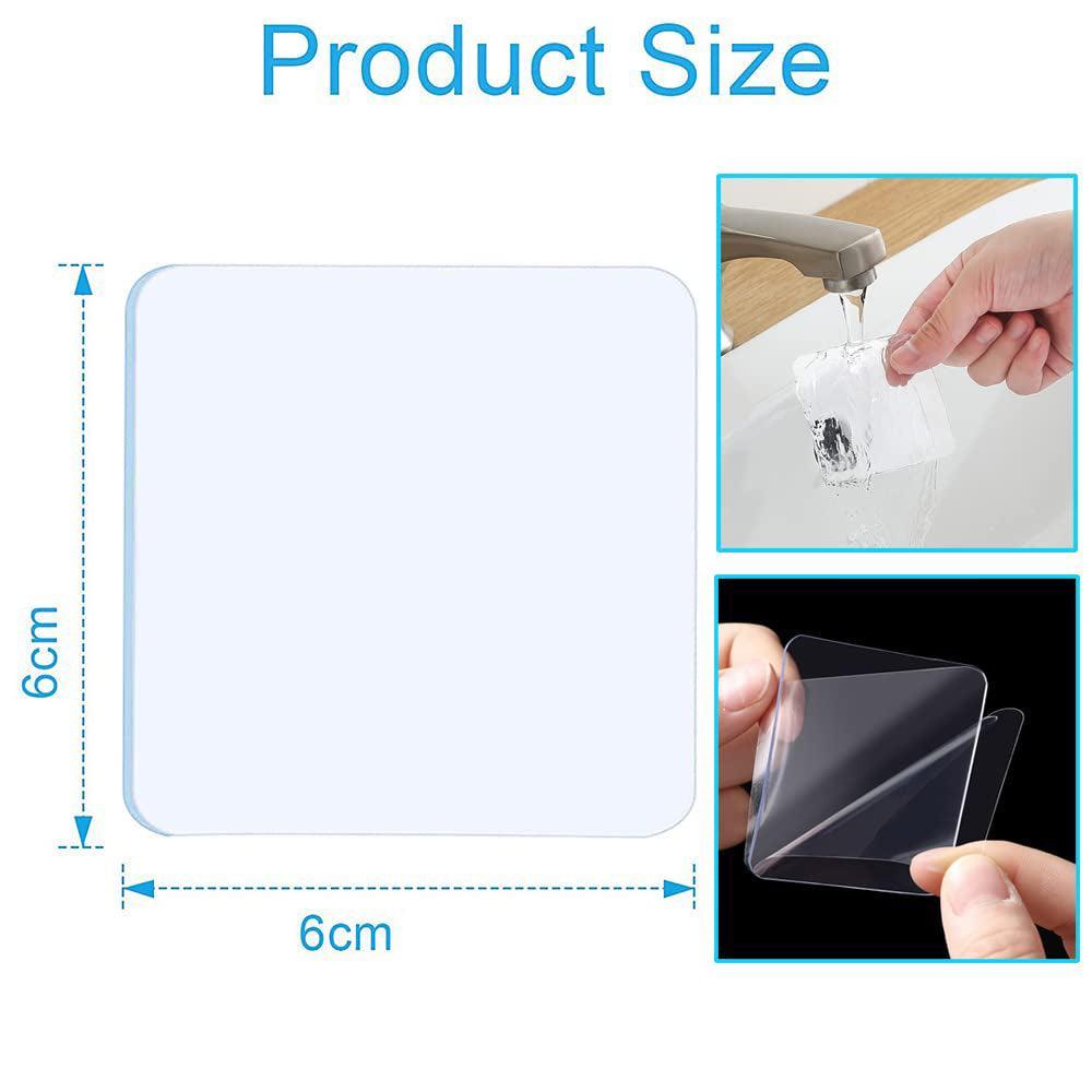 Nano Double Sided Tape Clear Adhesive Traceless Gel Pad 6x6cm Reusable Anti Slip - 50 PCS