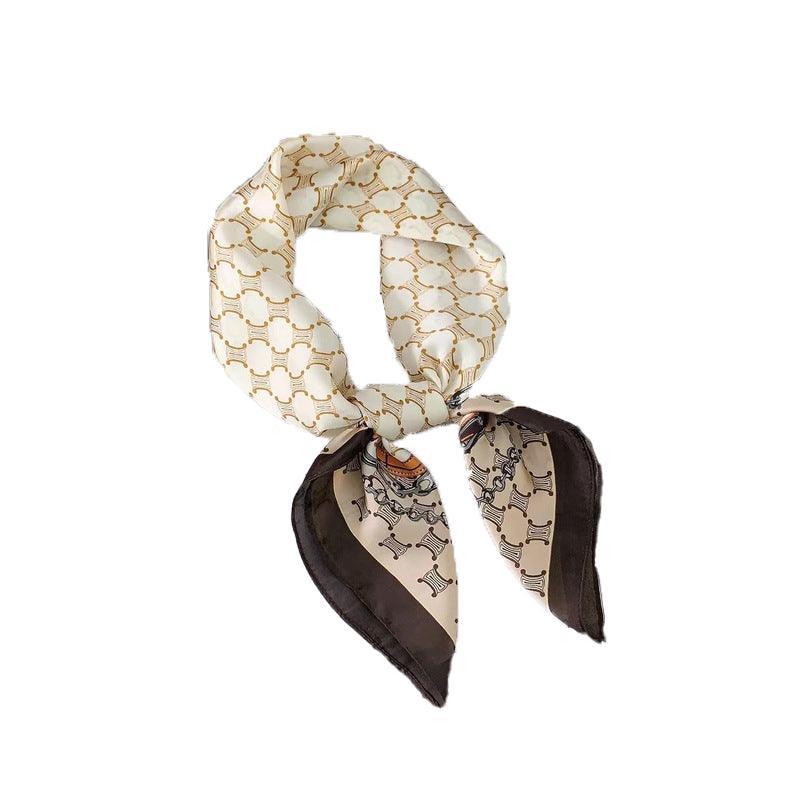 Square Silk Feel Satin Scarf Small Vintage Head Neck Hair Tie Band Women Elegant - 15