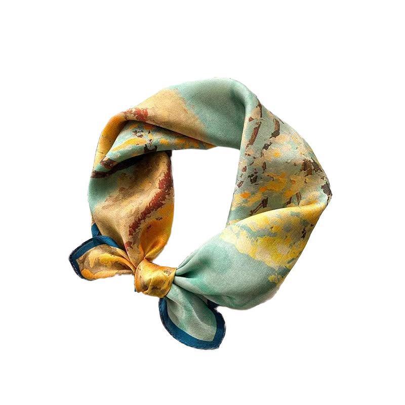 Square Silk Feel Satin Scarf Small Vintage Head Neck Hair Tie Band Women Elegant - 15