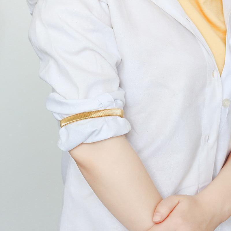 Unisex Anti-Slip Shirt Sleeve Holders Fashion Elastic Armbands Hold Ups Garter - Black