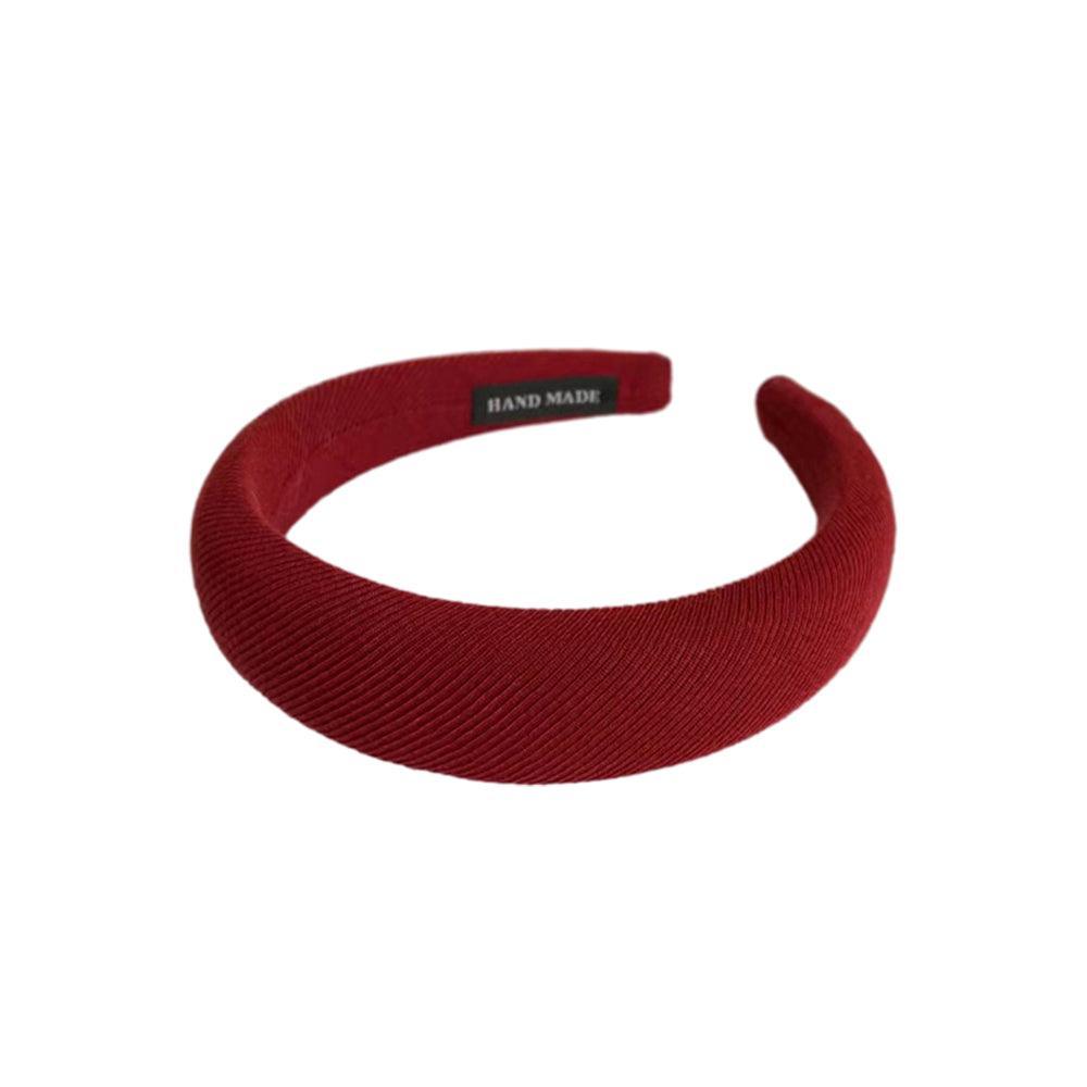 Women Thick Padded Wide Headband Sponge Hairband Wedding Party Plain - Dark Curry