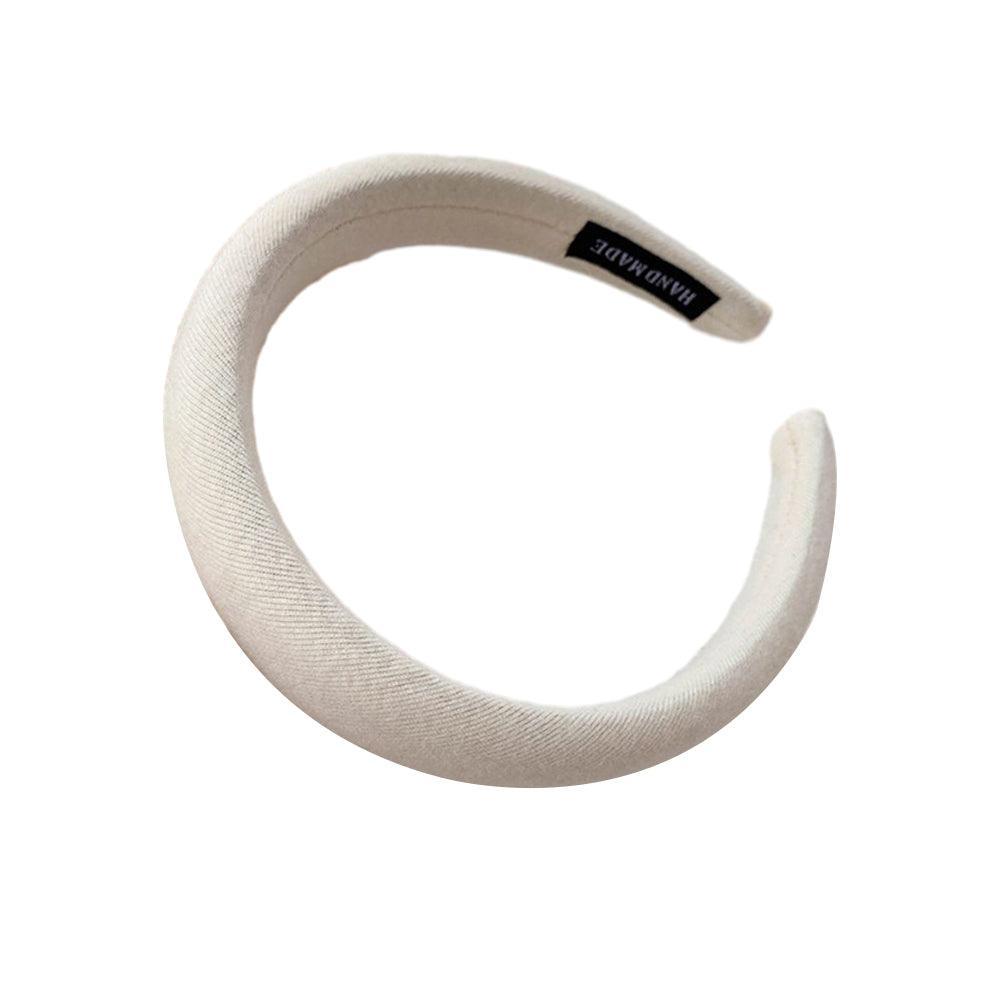 Women Thick Padded Wide Headband Sponge Hairband Wedding Party Plain - Dark Curry