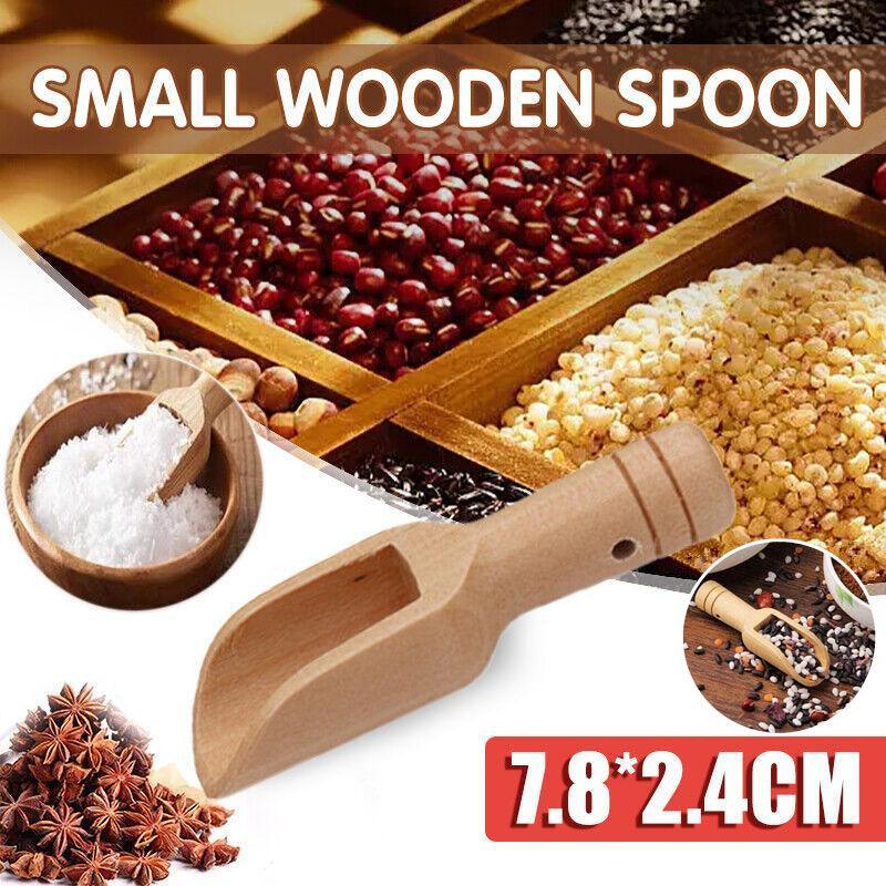 Mini Wooden Scoop Small Kitchen Spoon for Salt Sugar Coffee Spice Tea - 1PC