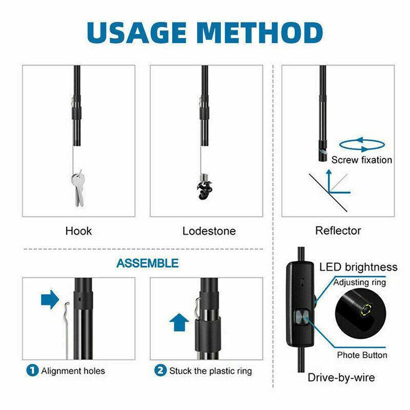 Waterproof Hd Endoscope Usb Type-C Borescope Inspection Snake Camera For Android - 5M