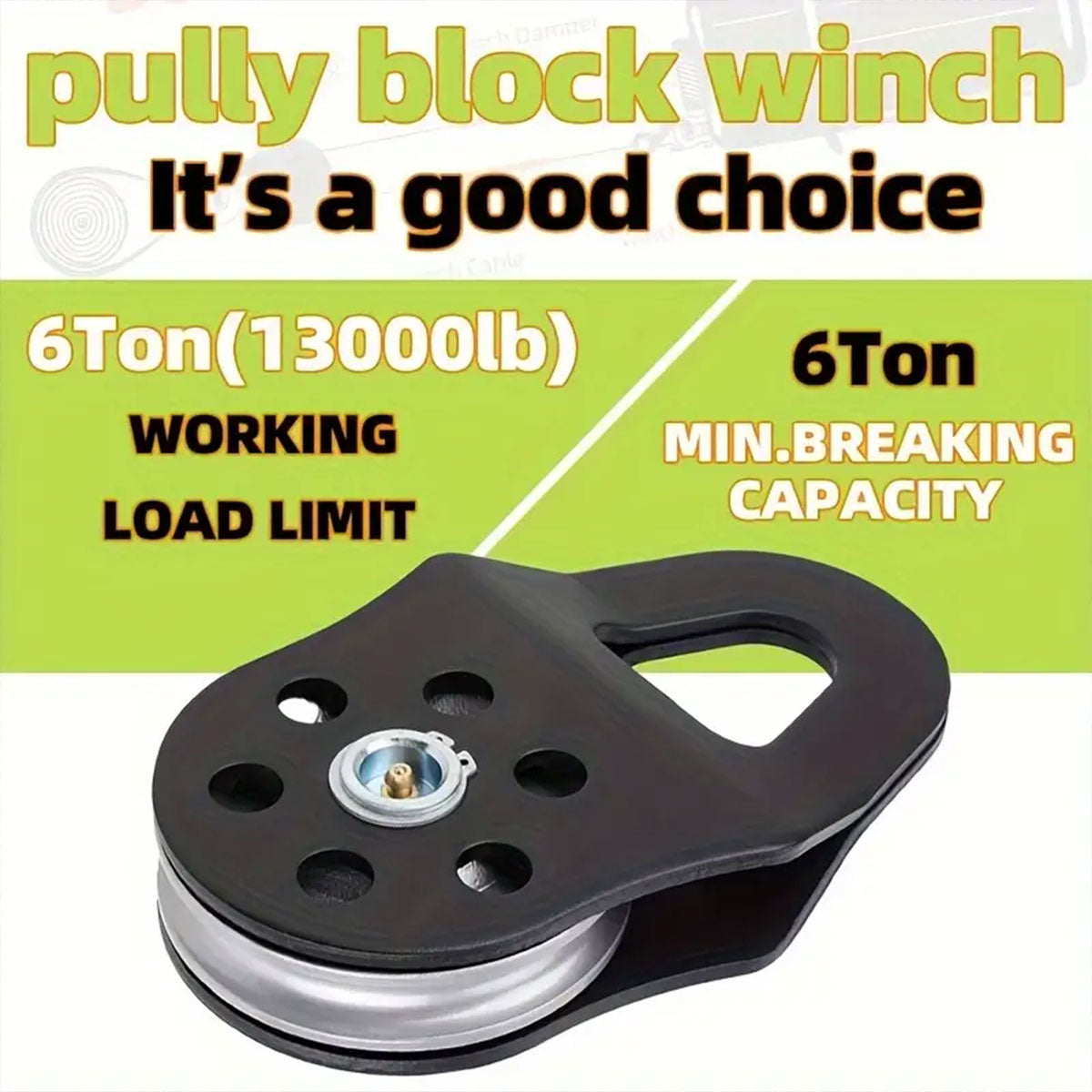 Off Road Recovery Winch Pulley Snatch Block Tackle Tow Hook Accessory Heavy Duty - Red