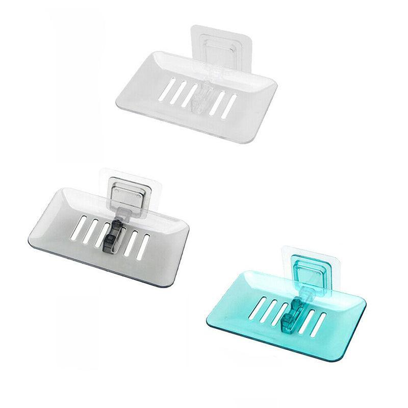 Bathroom Waterfall Tray Holder Soaps Plate Suction Case Containers Dish Storage - Black