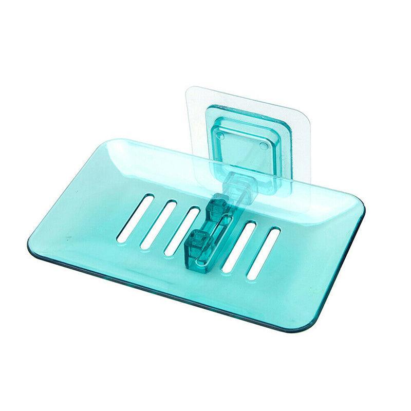 Bathroom Waterfall Tray Holder Soaps Plate Suction Case Containers Dish Storage - Black