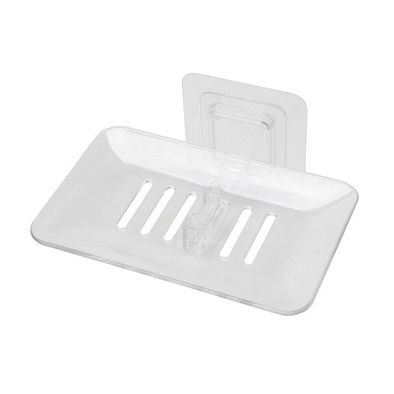 Bathroom Waterfall Tray Holder Soaps Plate Suction Case Containers Dish Storage - Black