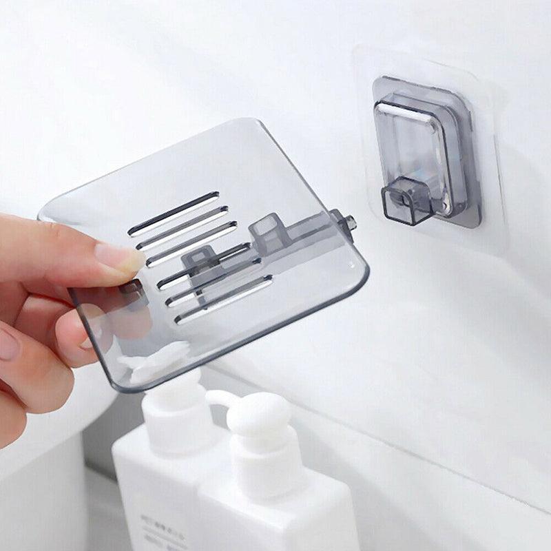 Bathroom Waterfall Tray Holder Soaps Plate Suction Case Containers Dish Storage - Green
