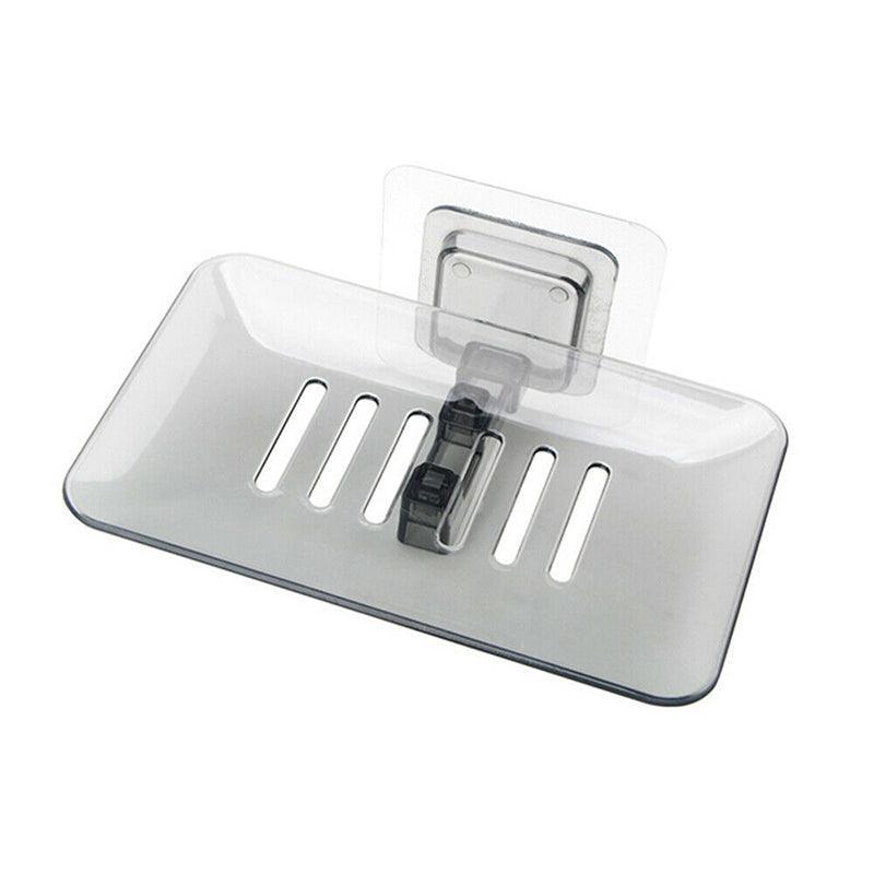 Bathroom Waterfall Tray Holder Soaps Plate Suction Case Containers Dish Storage - White