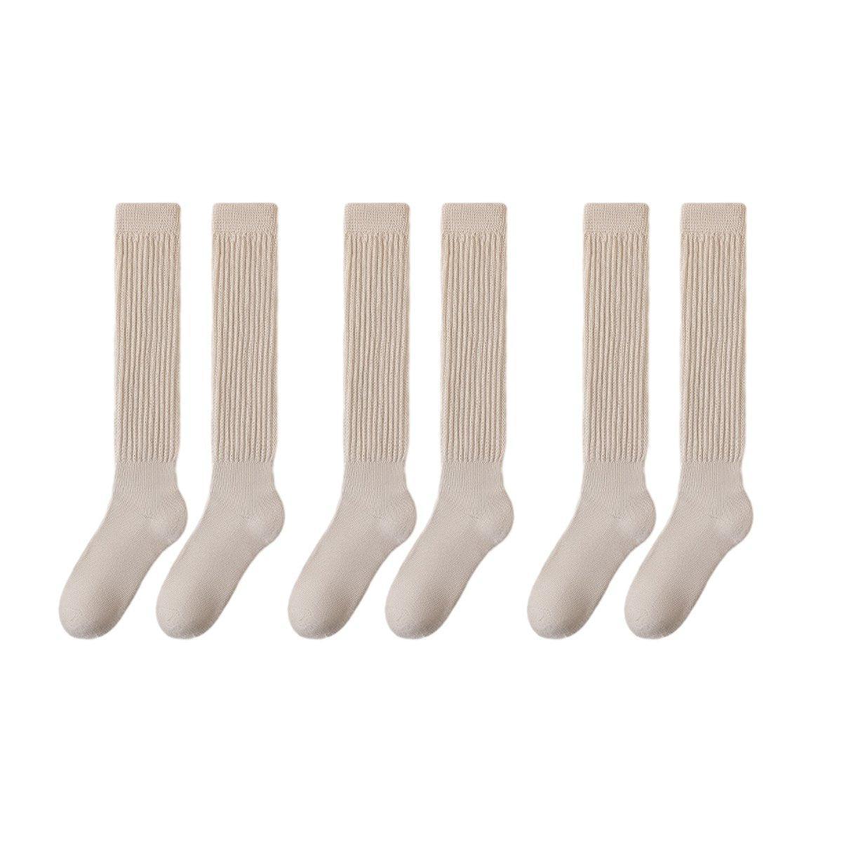 3Pairs Warm Calf Socks Stack Stockings Winter Fall Over Knee High Thick Socks Set - Black