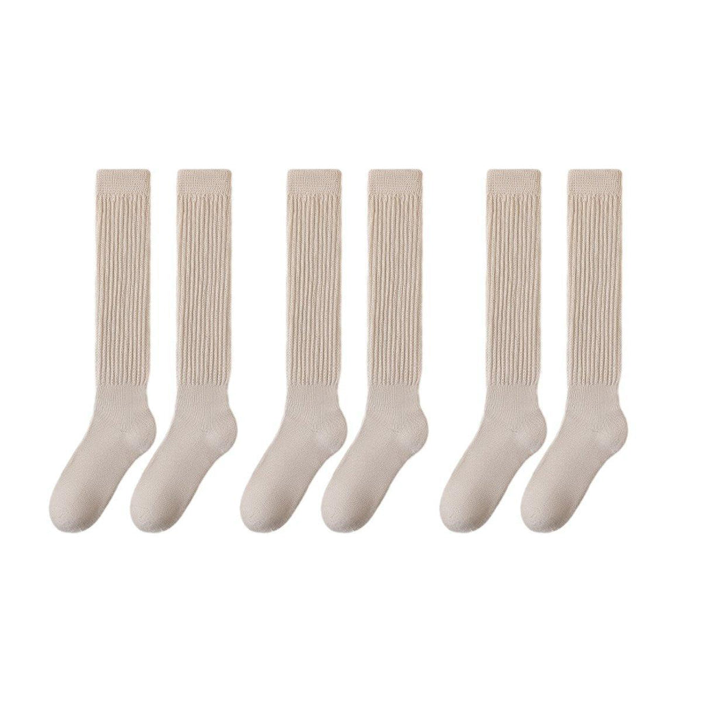 3Pairs Warm Calf Socks Stack Stockings Winter Fall Over Knee High Thick Socks Set - Khaki