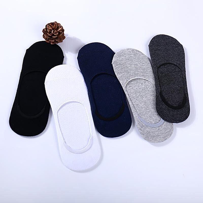 5 Pairs No Show Liner Socks Non Slip Cotton Low Cut Invisible Unisex Footies - White+Light Grey+Dark Grey+Navy*2