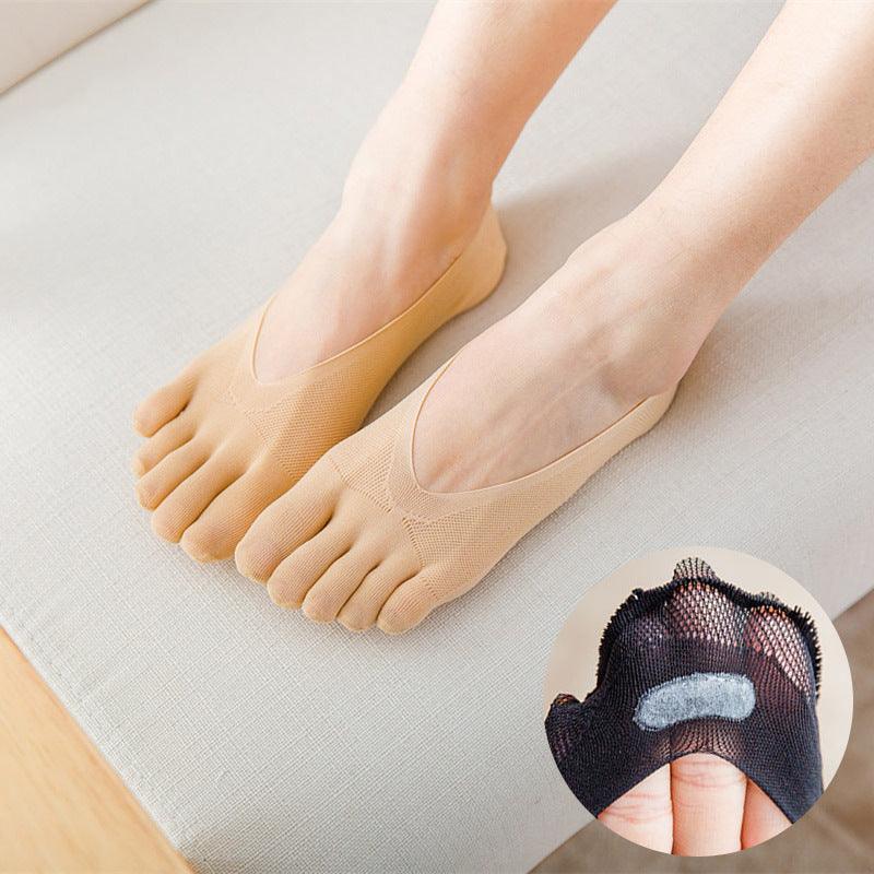 Five Finger Toe Socks Women Invisible Ankle Cut No Show Liner Low Cut Packs - Black 3 Pairs