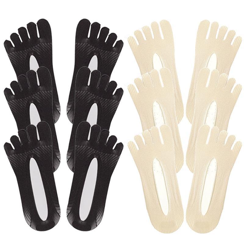 Five Finger Toe Socks Women Invisible Ankle Cut No Show Liner Low Cut Packs - Skin 6 Pairs