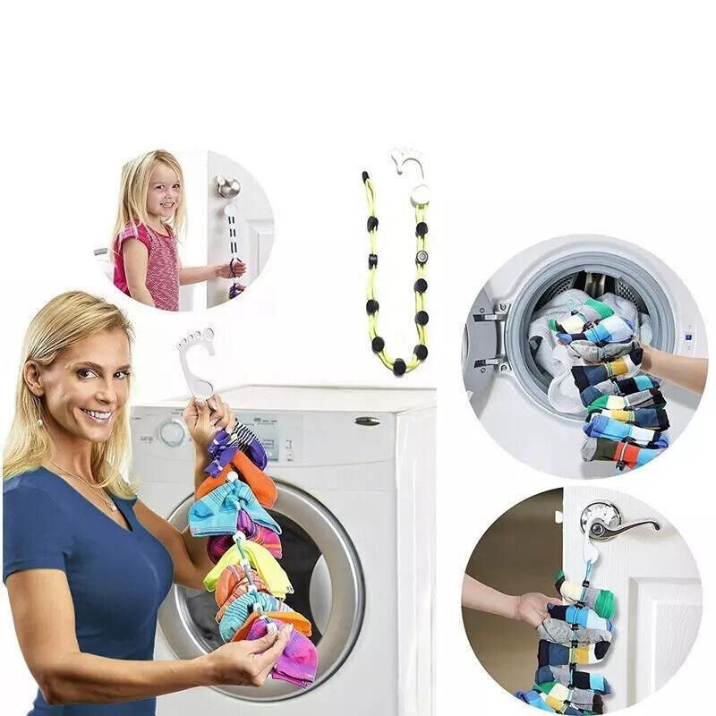 Locks Sock Tidy Clips Rope Storage Hangers Closet Organizer Laundry Helper - Yellow