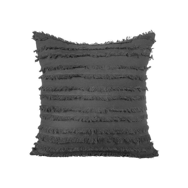 Boho Tassel Fringe Striped Cushion Cover Soft Home Decor Sofa Throw Pillow Case - Grey