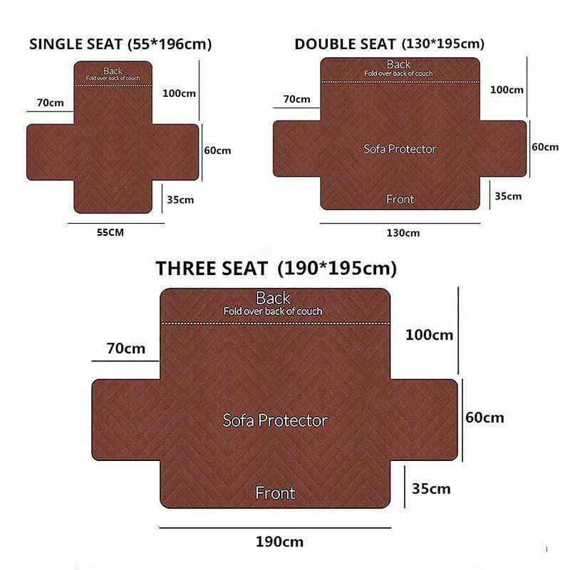 130X195cm Seater Pet Sofa Protector Cover Quilted Couch Covers Lounge Slipcover - Blue