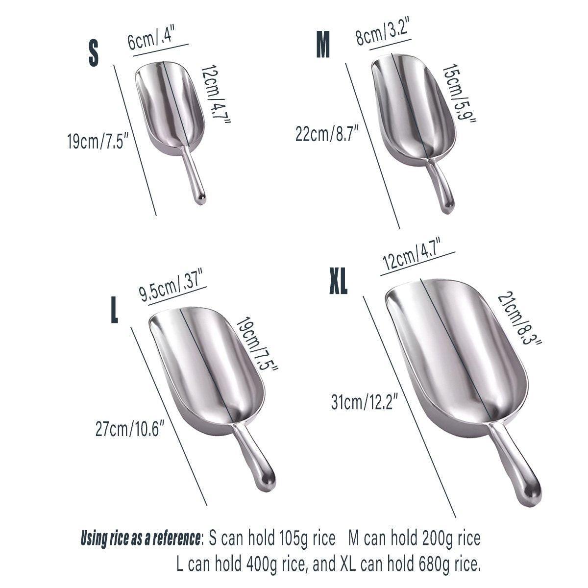 4 Sizes Aluminum Alloy Ice Shovel Flour Rice Scoop Multipurpose Kitchen Tool - XL