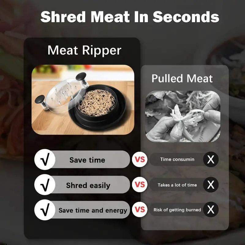 Chicken Breast Shredder Meat Mincer Tear Shredder Handheld Mincing Tool Kitchen - Black