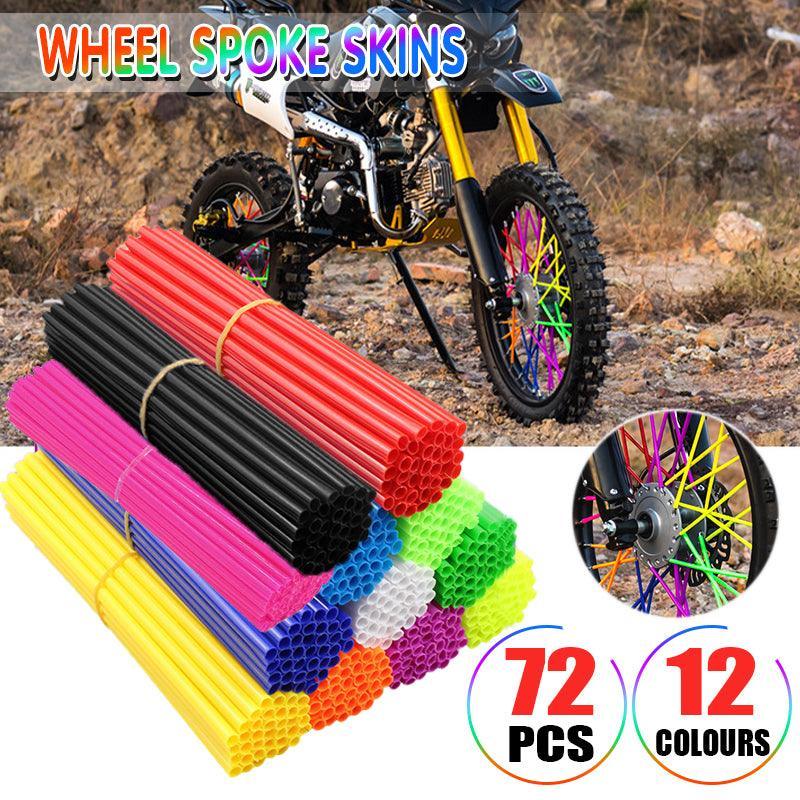 72PCS Wheel Spoke Wrap Sleeves Mountain Bike Bicycle Mtb Wraps Skins Covers - Purple