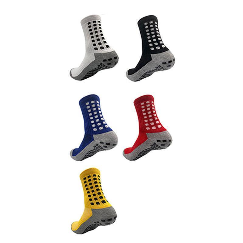 Anti-Slip Sports Socks with PVC Grip Dots for Soccer Basketball and Training Use - Blue