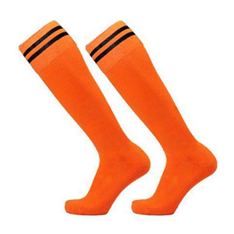 Mens Womens Sports Breathable Tube Long High Socks Knee Warm Casual Footy Soccer - Orange