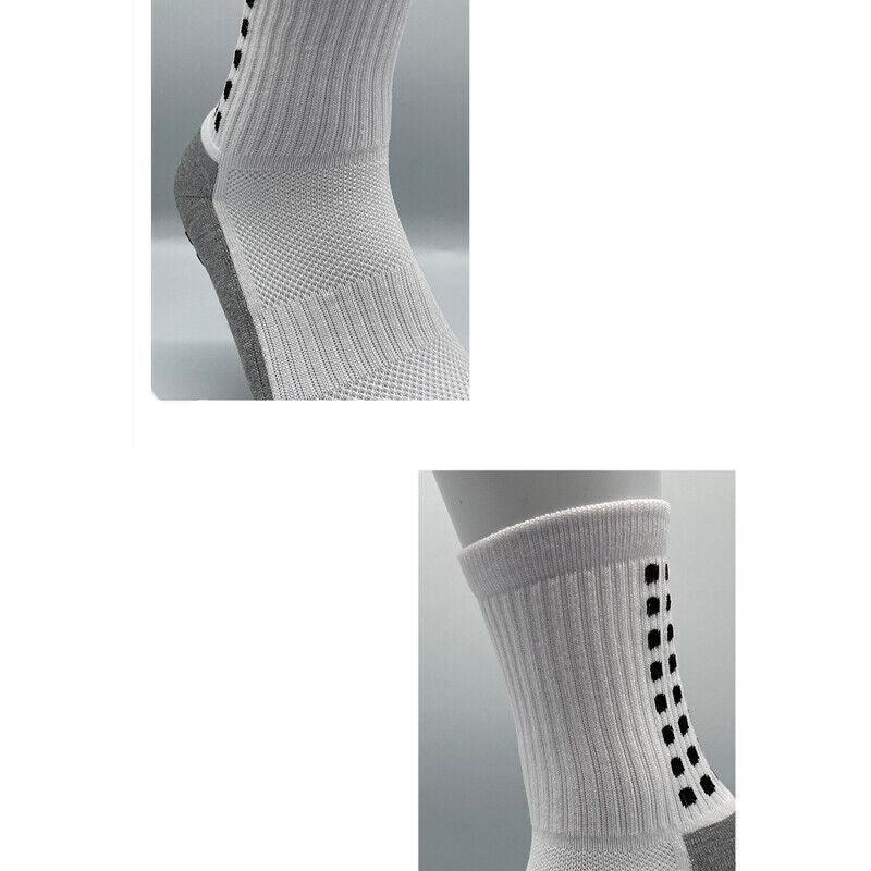 Anti-Slip Sports Socks with PVC Grip Dots for Soccer Basketball and Training Use - Red
