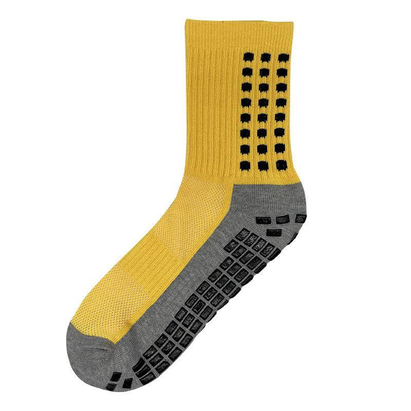 Anti-Slip Sports Socks with PVC Grip Dots for Soccer Basketball and Training Use - Red
